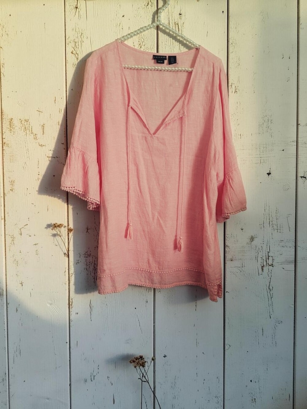 Tahari NWOT Linen Tunic with Bell Sleeves